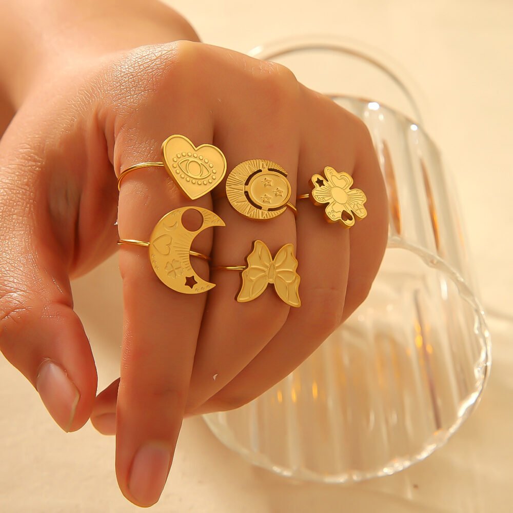 Love Star Moon Stainless Steel Ring