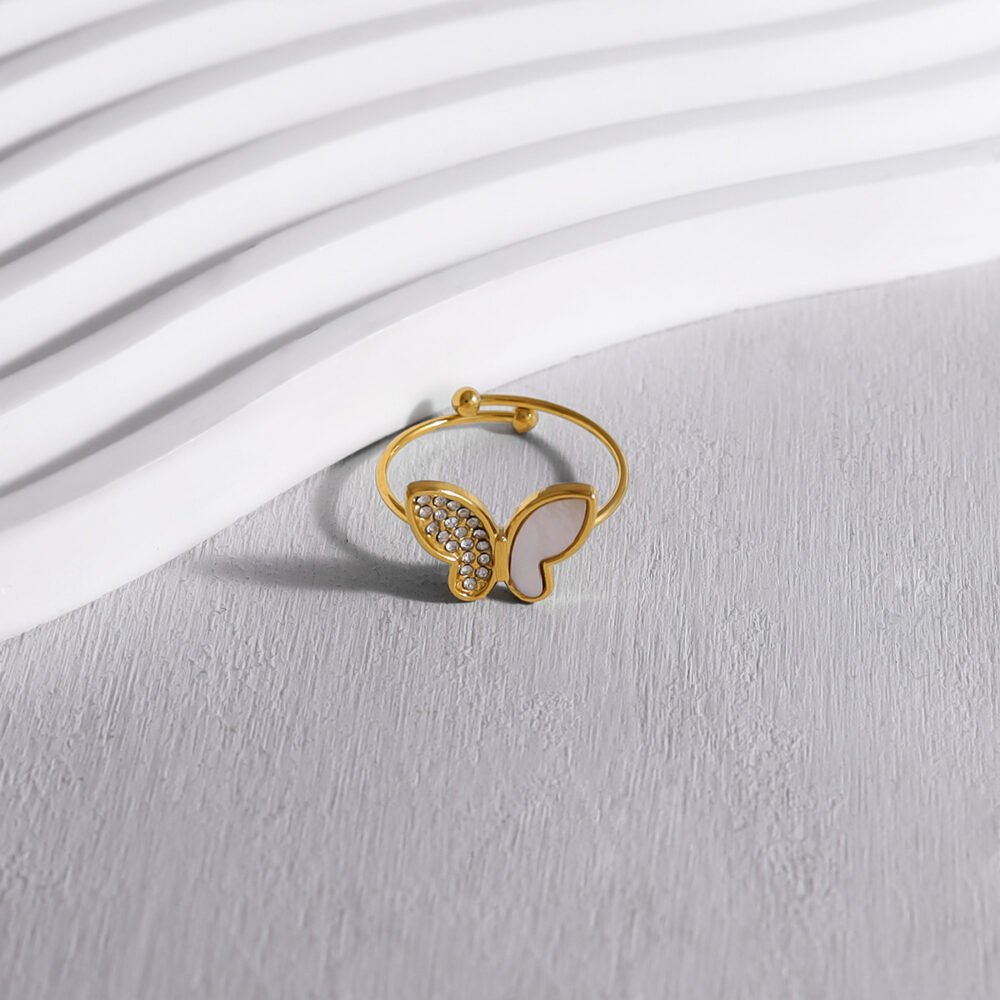 Butterfly White Shell Ring - Image 4