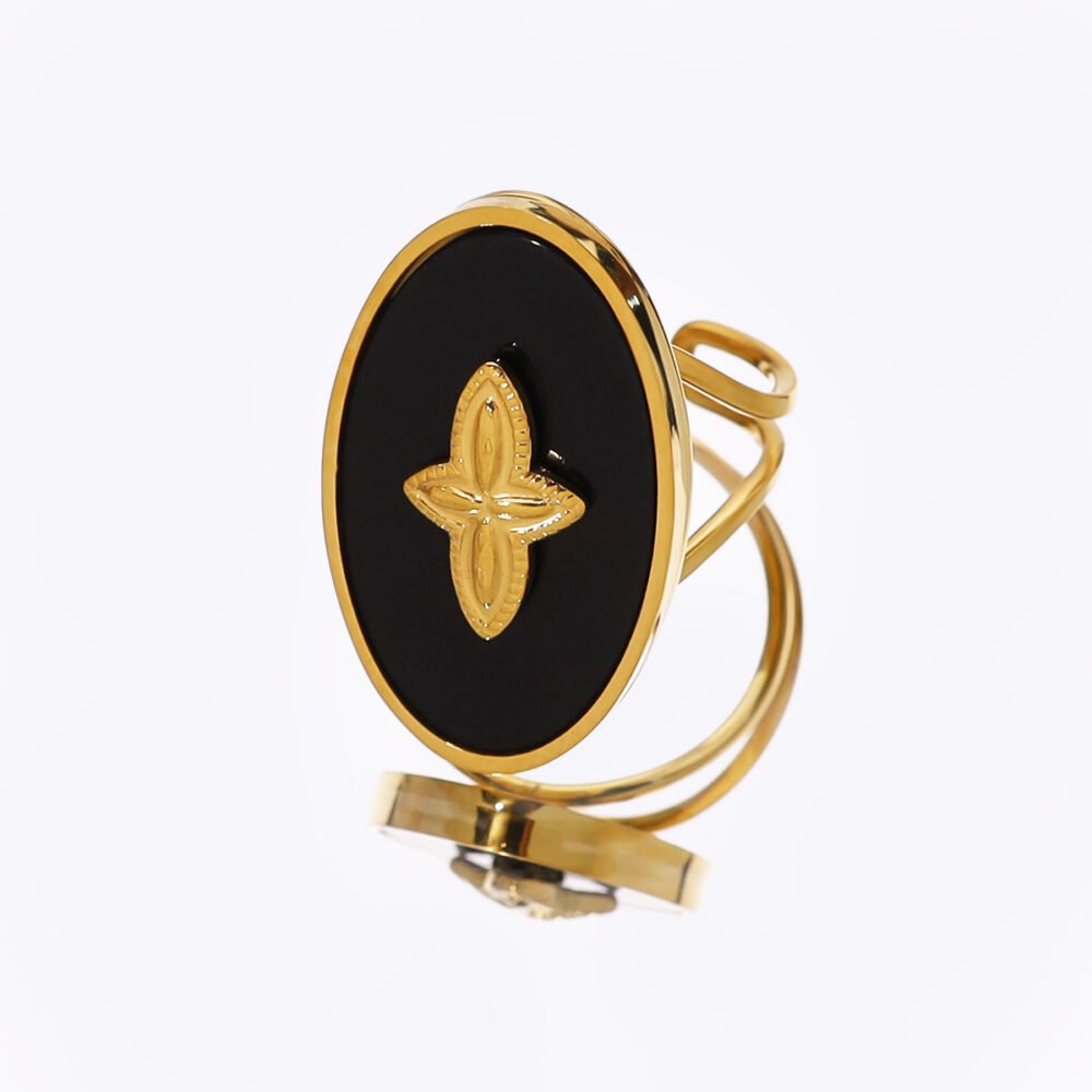 Man Shaped Star Open Black Oil Drop Ring - Image 4