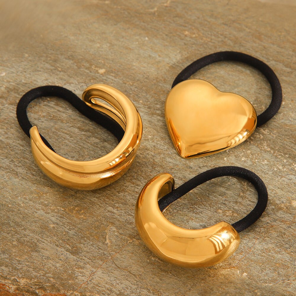 Stainless Steel Heart Shaped Semicircular Arc Hair Rope - Image 2