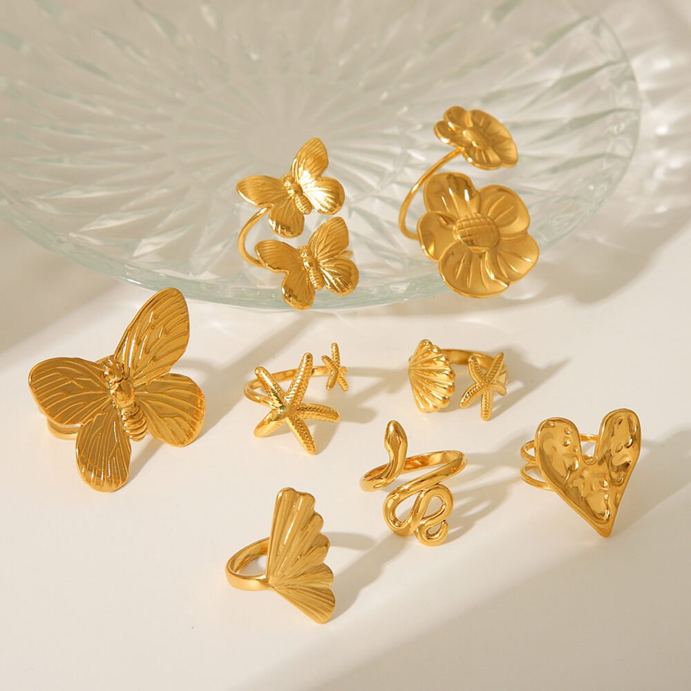 Butterfly Snake Heart Starfish Ring - Image 4