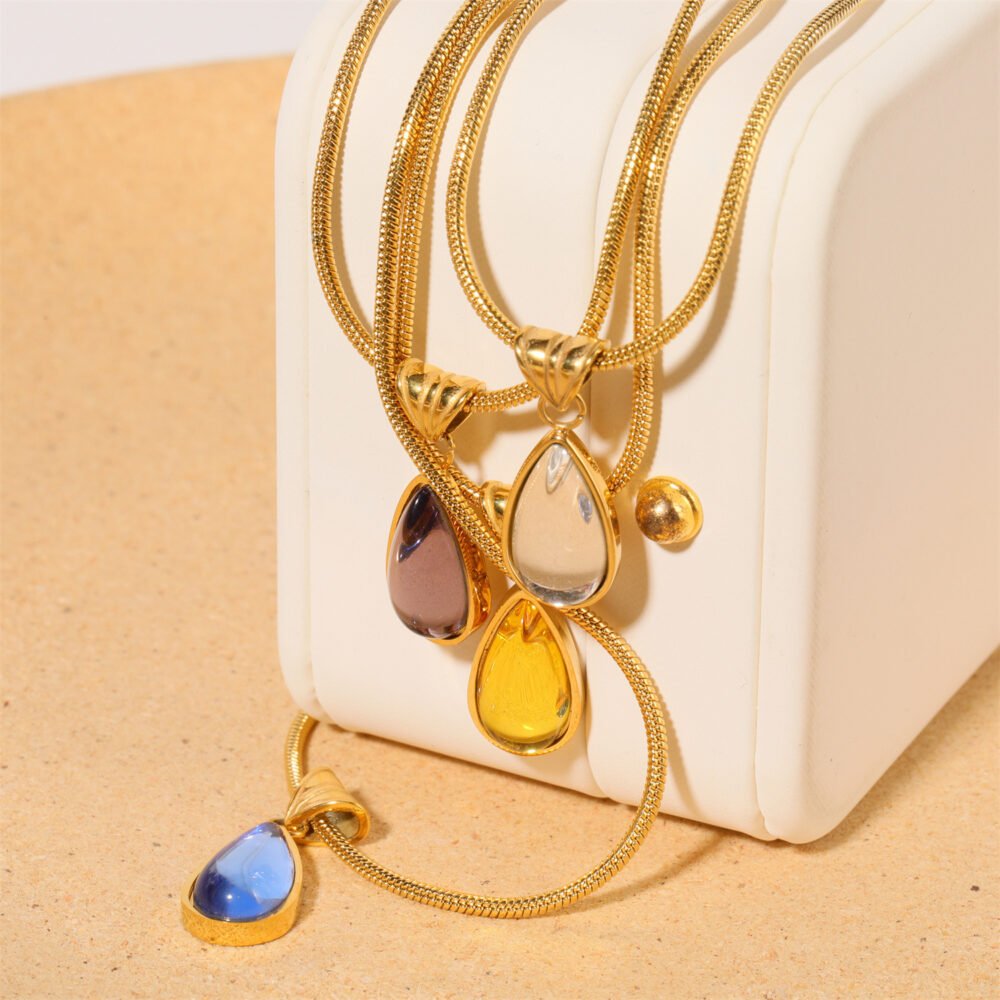 December Birthday Stone Necklace December Necklace Water Drop Pendant - Image 3