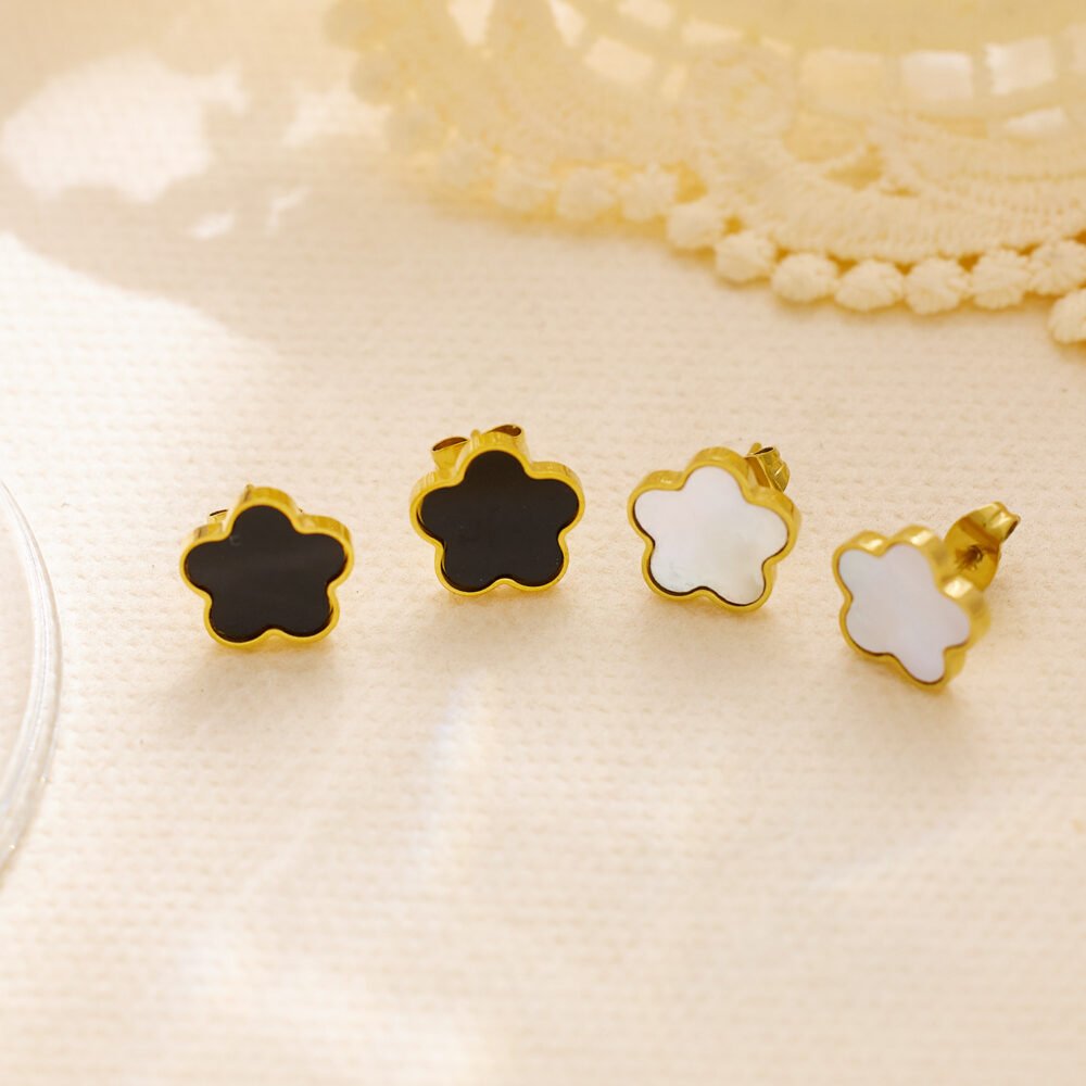 Cute Flower Clover Stainless Steel Earrings - Image 2