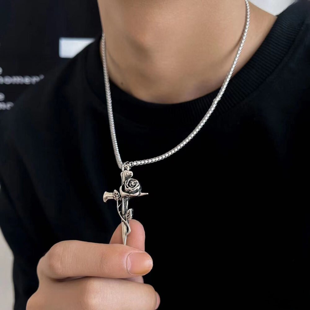 Rose Cross Necklace