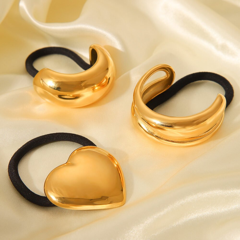 Stainless Steel Heart Shaped Semicircular Arc Hair Rope - Image 4