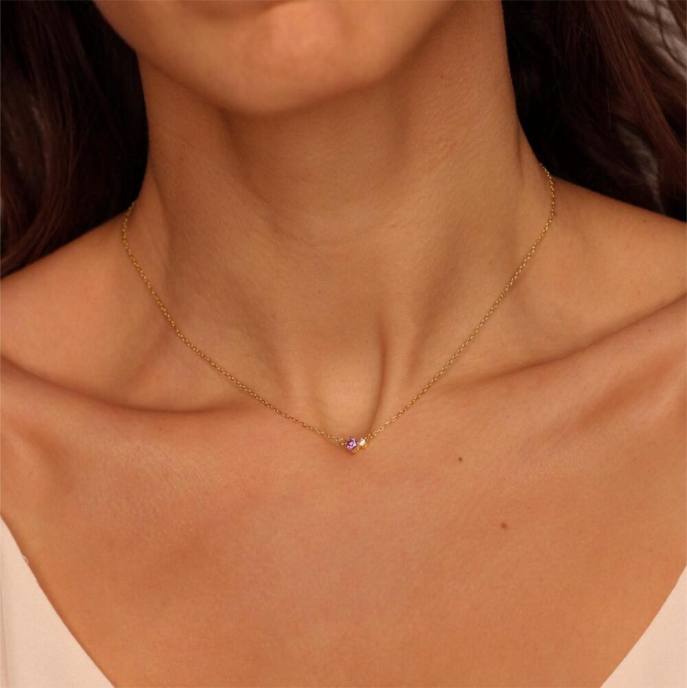 12 Birth Stone Birth Stone Zircon Necklace Clarbone Chain Necklace - Image 3