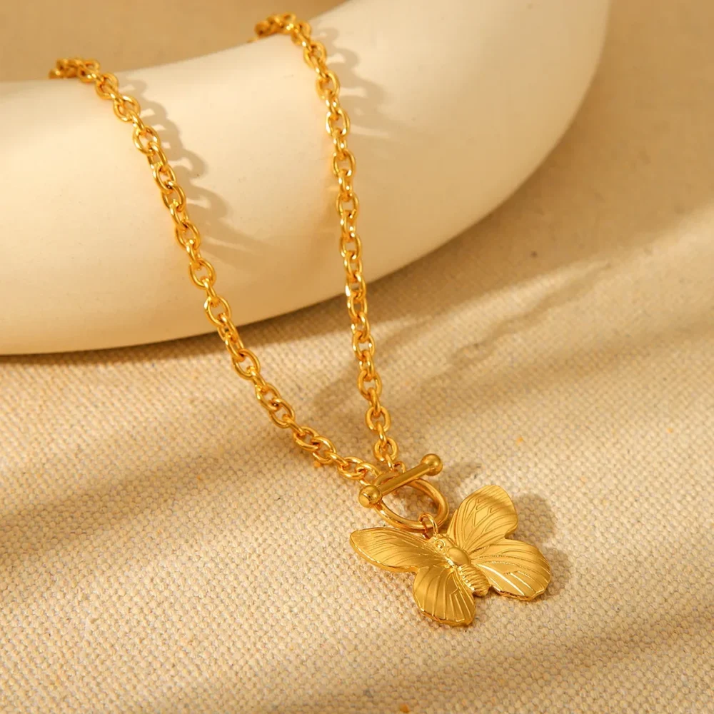 Ot Buckle Ball Chain Butterfly Necklace - Image 4