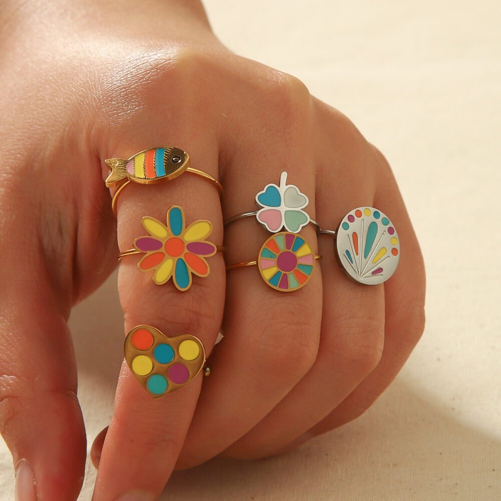 Drop Oil Color Open Stainless Steel Ring