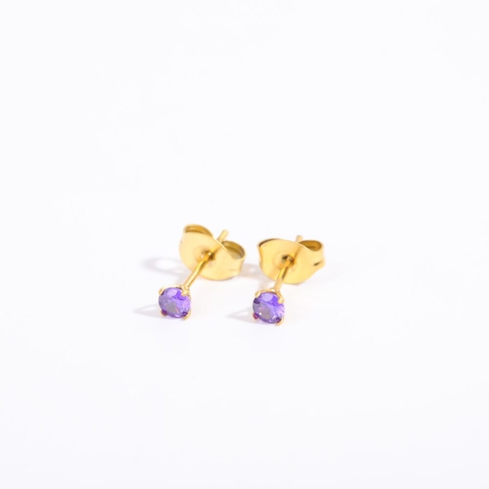 December Birthday Stone Earrings Natural Stone Zircon Embedded Zircon Earrings Ear Needle Earrings Earrings - Image 5