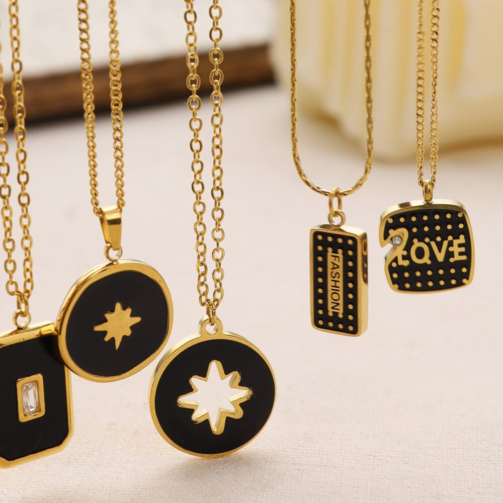 Dripping Oil Star Moon Pattern Necklace - Image 3