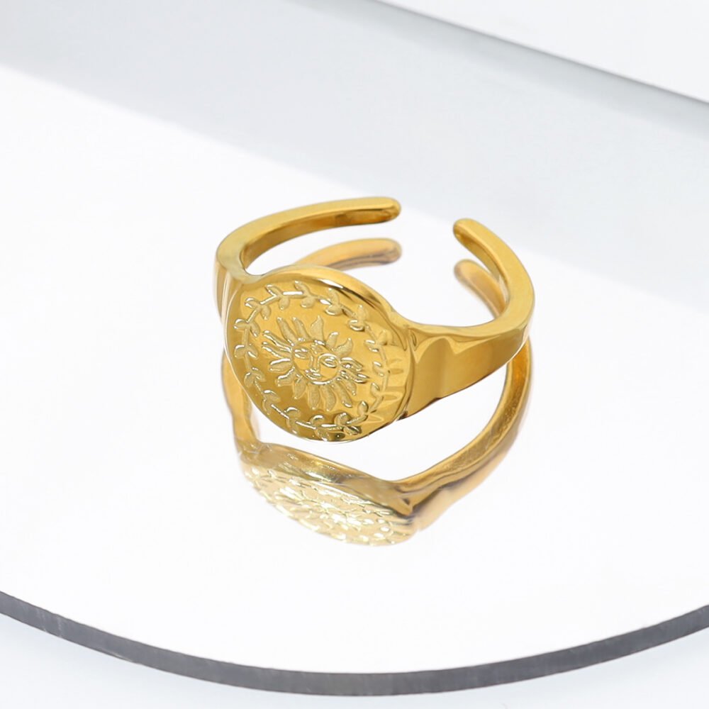 Open Sunflower Pattern Ring - Image 3