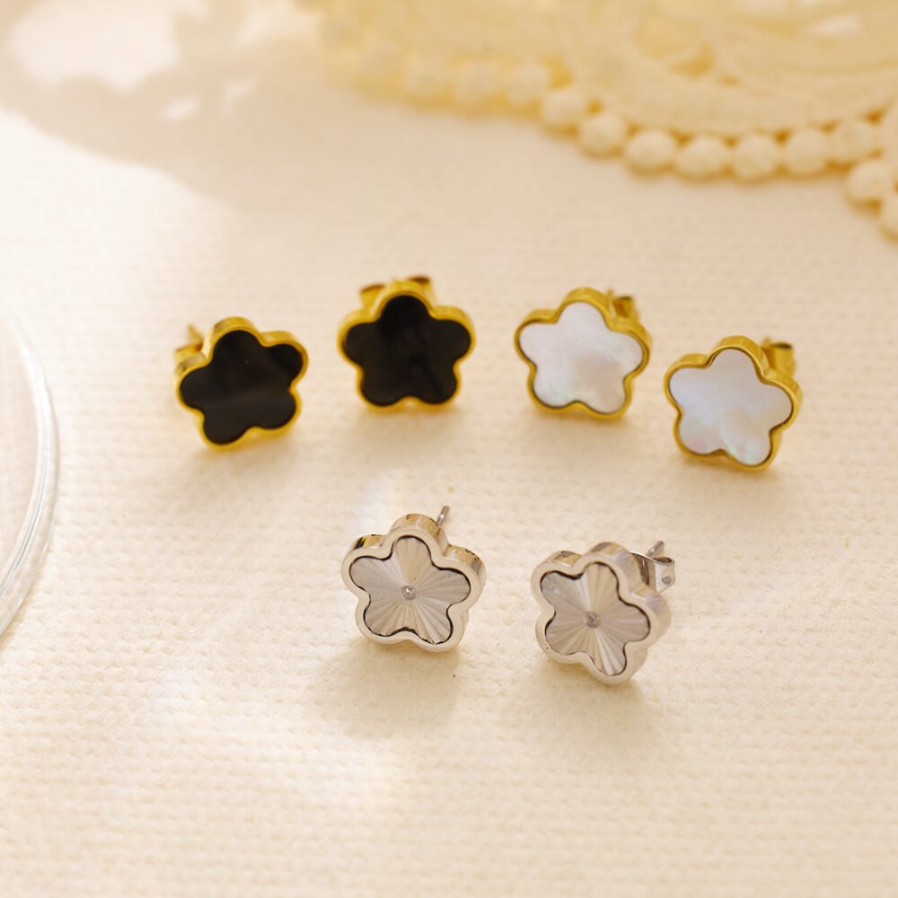 Cute Flower Clover Stainless Steel Earrings