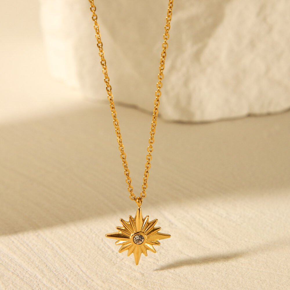 Stainless Steel Eight Pointed Star Necklace - Image 4