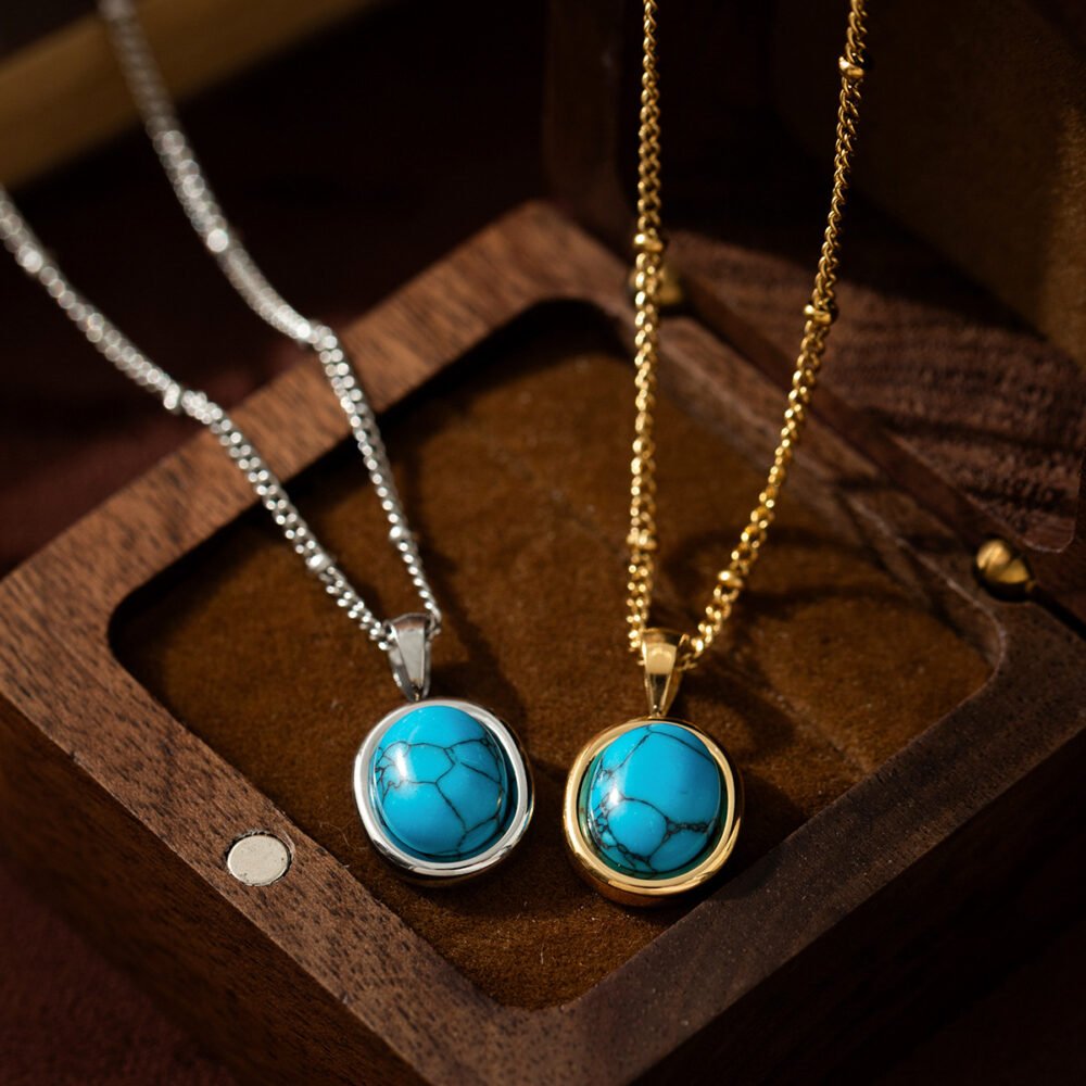 Natural Turquoise Pendant Necklace - Image 2