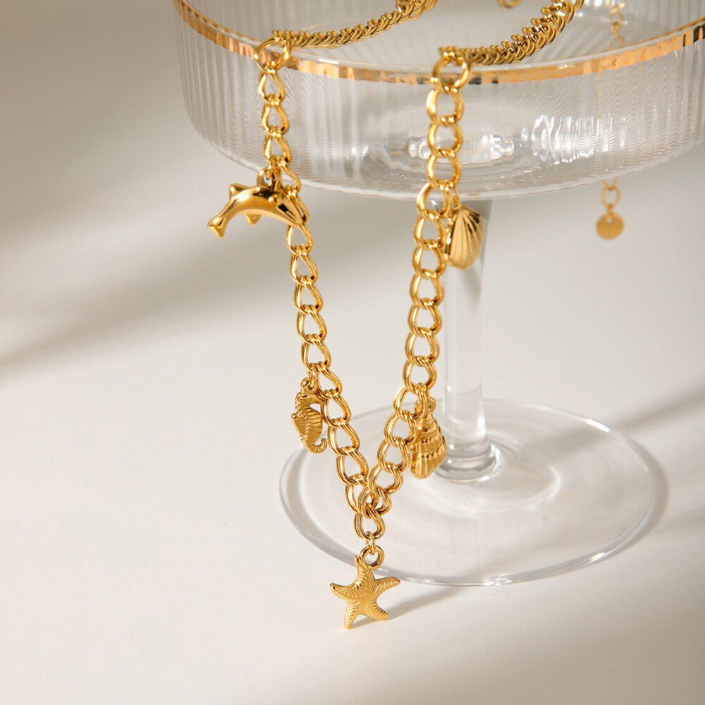 Ocean Stainless Steel Starfish Shell Necklace - Image 3