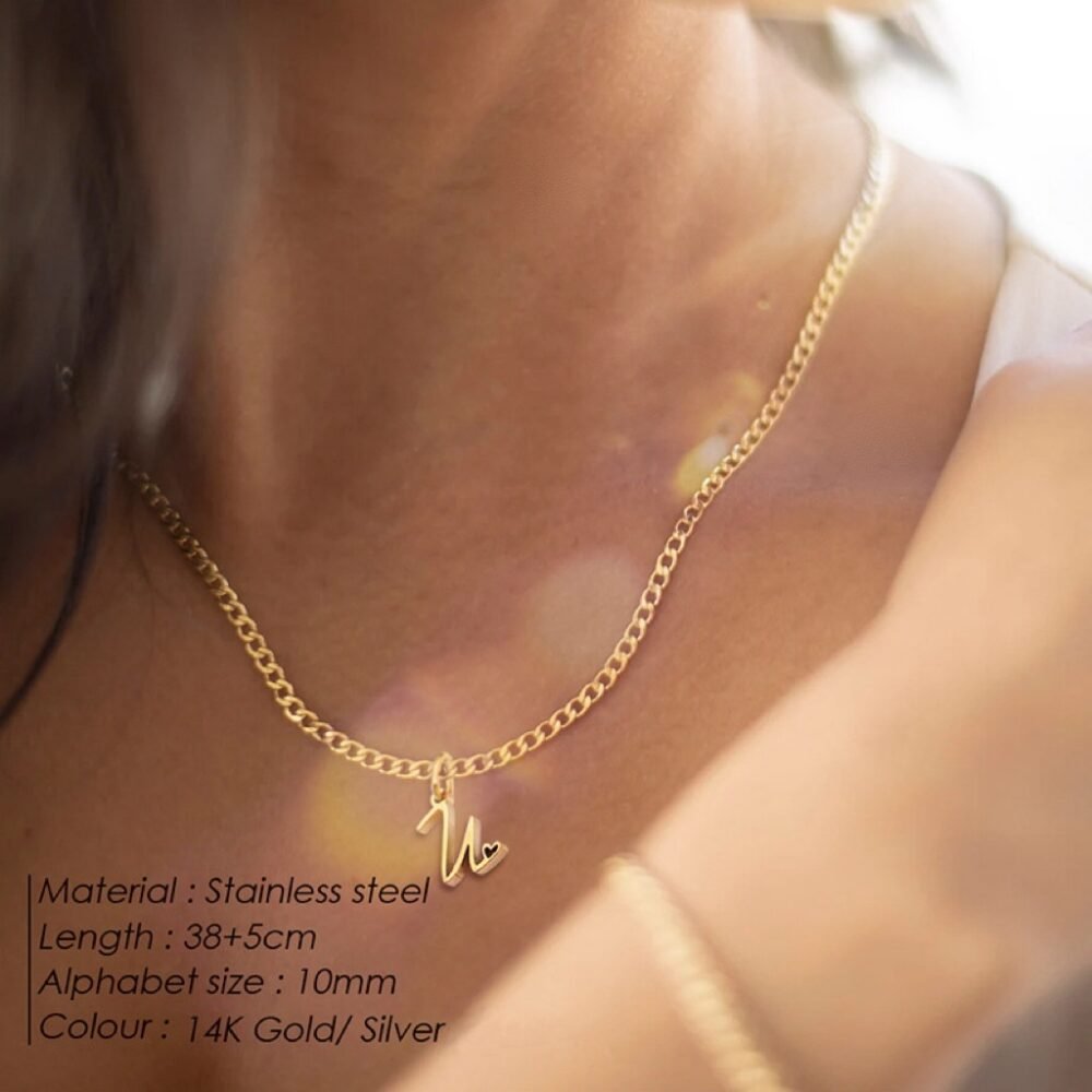 26 letter pendant accessories couple necklace DIY necklace short pendant necklace - Image 2