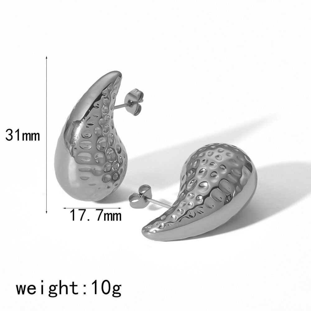 Hollow Water Drop Lava Stainless Steel Earrings - Image 4