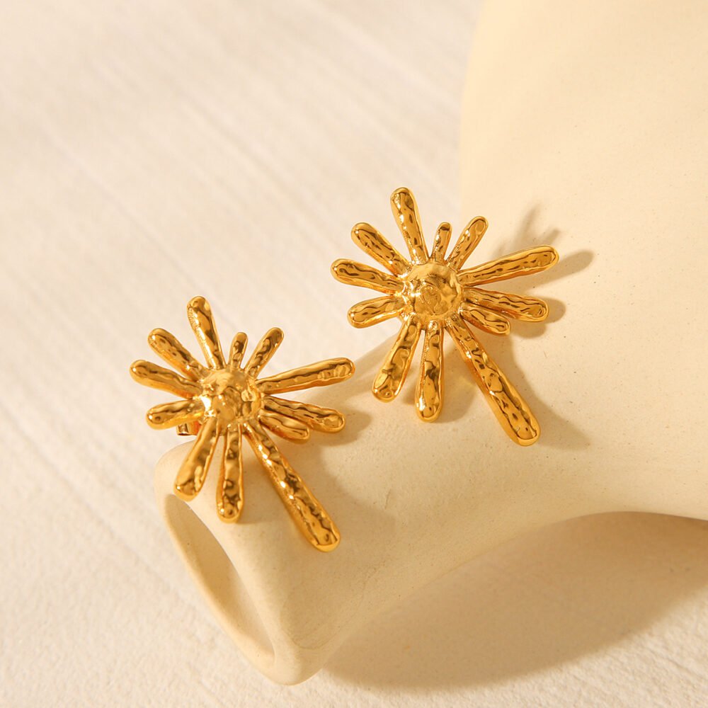 Fireworks Sunflower Stainless Steel Earrings - Image 4