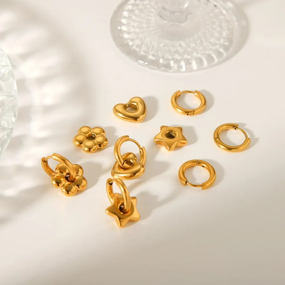 Stainless Steel Love Flower Earrings - Image 3