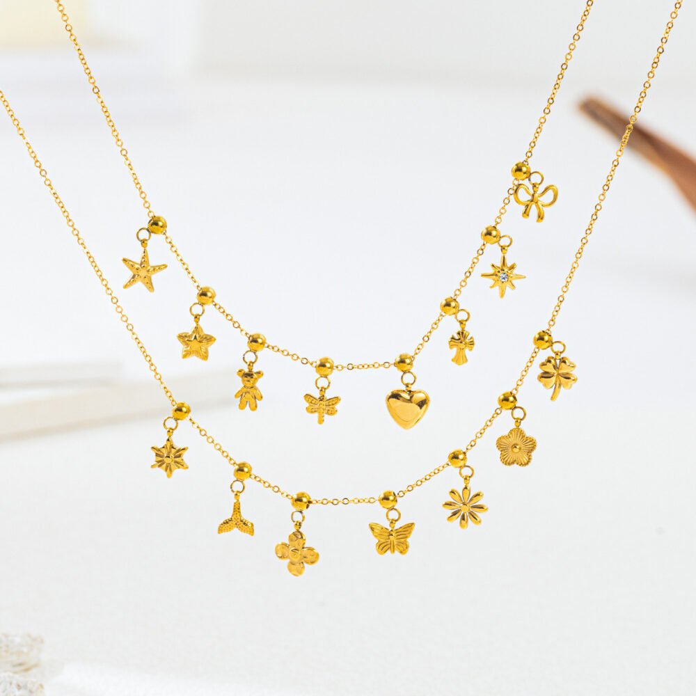 Mini Flower Butterfly Five-Pointed Star Love Pendant Single Pendant Diy Jewelry Accessories Necklace Bracelet Accessories