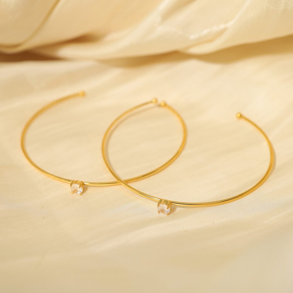 Color Plated Smooth Inlaid Moissanite Bangle