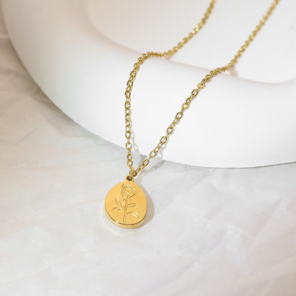 Flower Rose Pendant Necklace Jewelry Set - Image 4