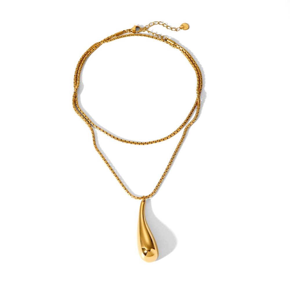 Stainless Steel Water Drop Hollow Necklace - Image 5