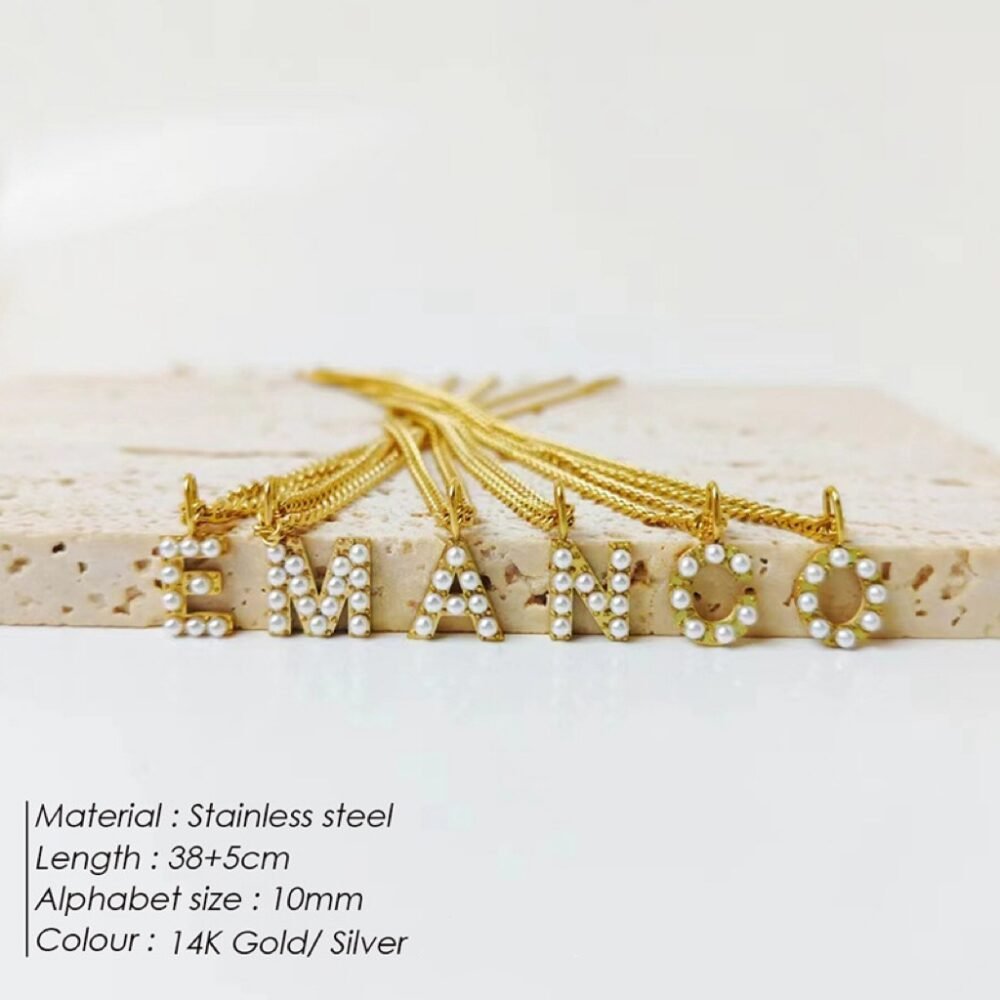 Letter necklace clavicle chain 14K gold pendant - Image 2