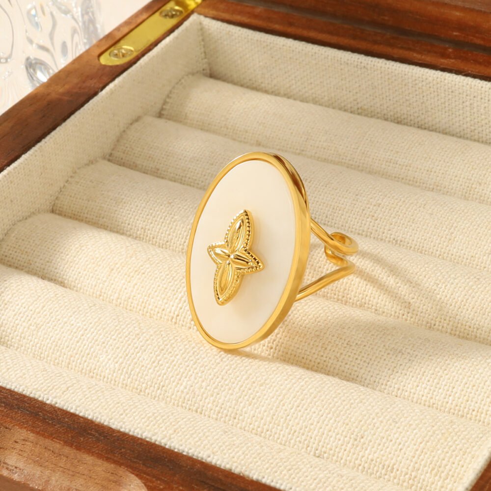 Star Open White Oil Drop Ring - Image 4