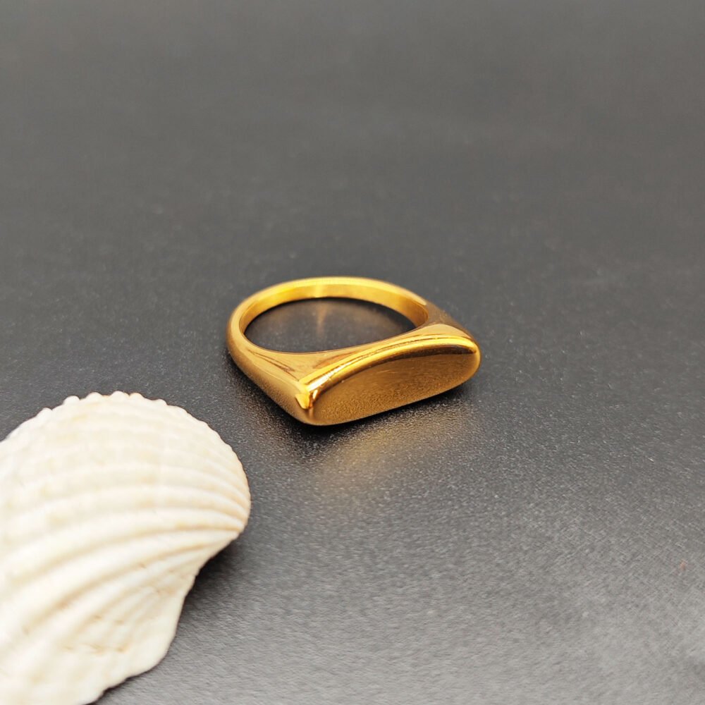 Enamel ring 18K gold rectangular ring - Image 3