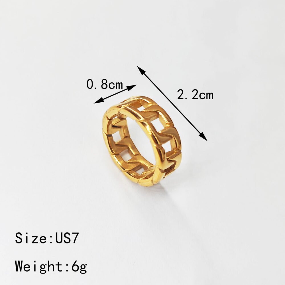 Trendy men's braided Cuban chain ring trendy ring - Image 4