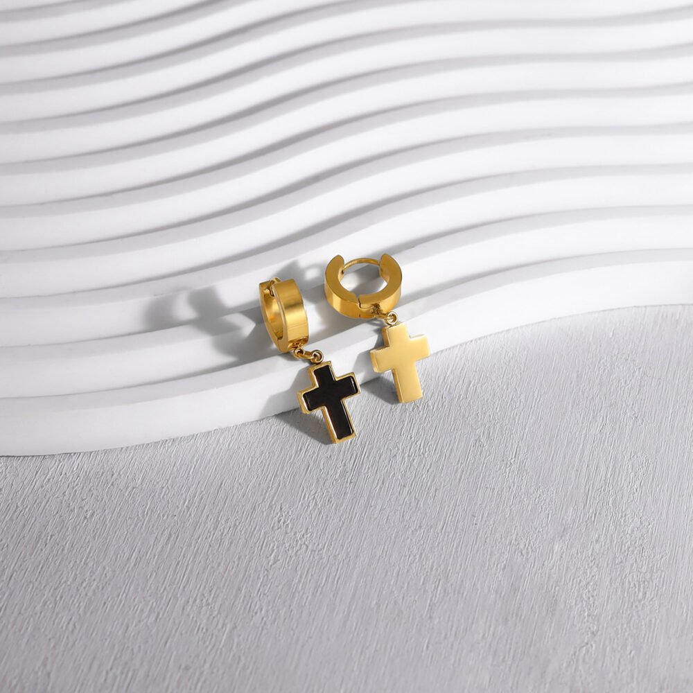 Cross Oil Drop Earrings - Image 4