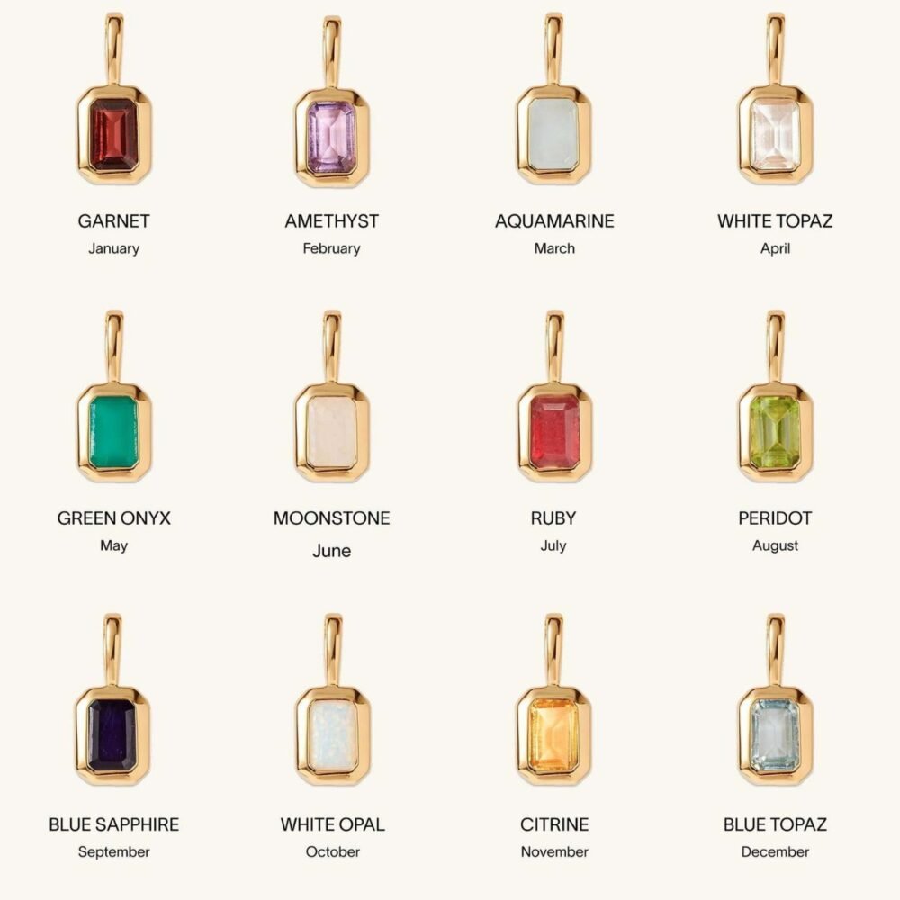 Colorful 12 Birthday Stone Pendant Diy Accessories Necklace Twelve Birthday Stone Square Color Zircon Pendant Collarbone