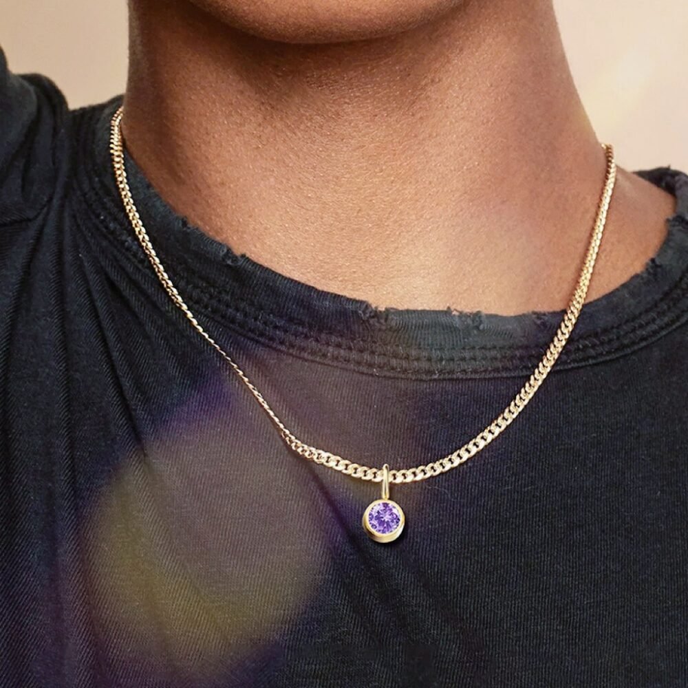Necklace with diamond birthstone pendant - Image 3