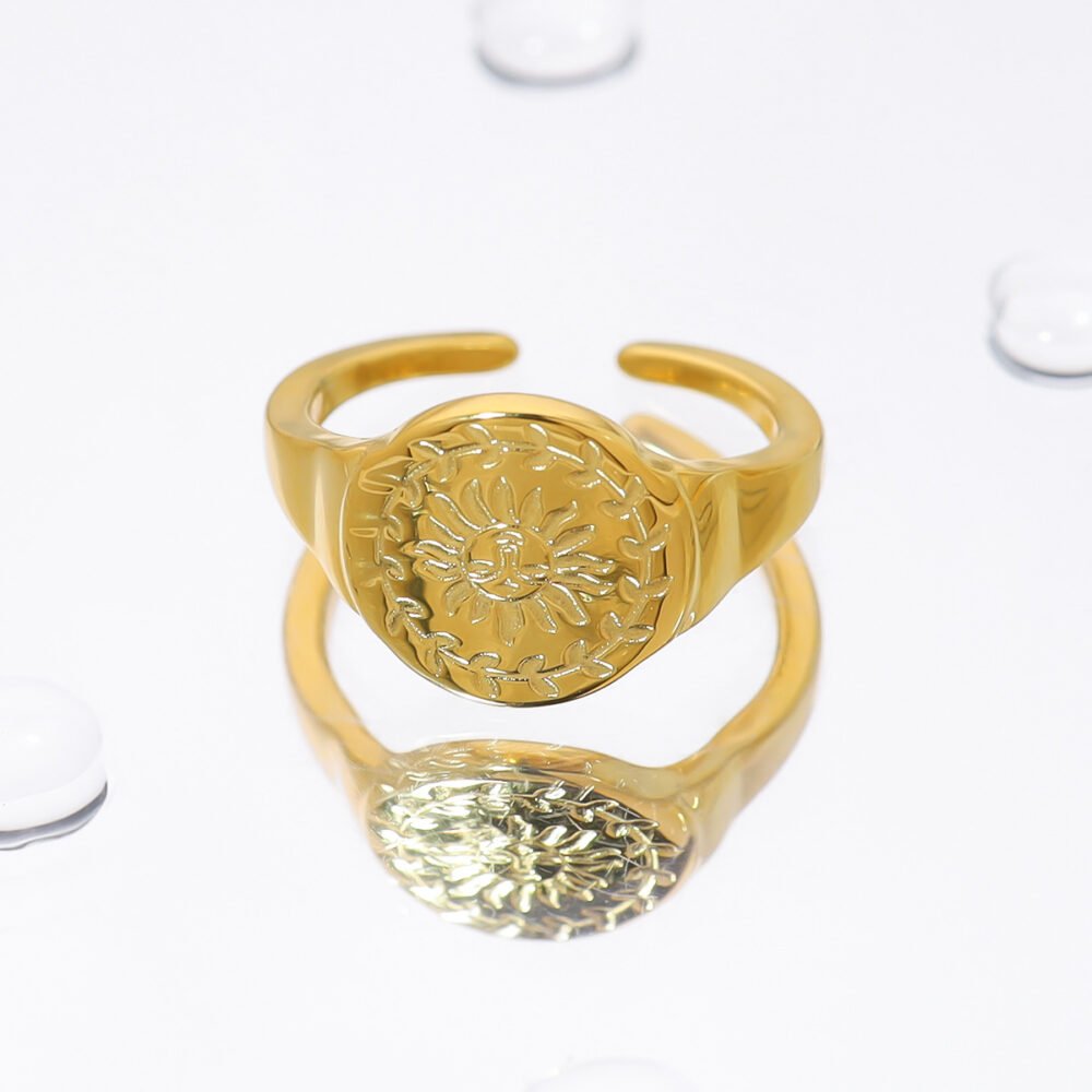 Open Sunflower Pattern Ring - Image 2