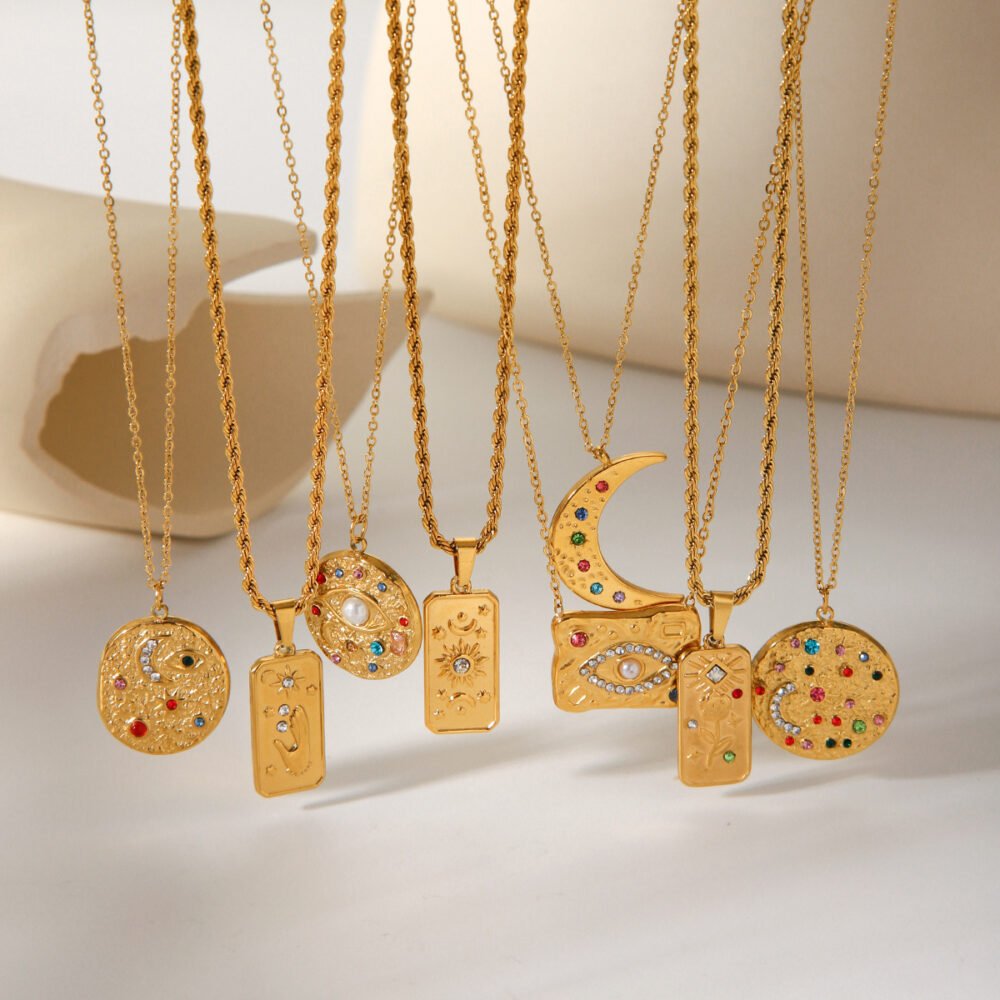 Sun And Moon Eight Pointed Star Moon Sun Necklace - Image 2