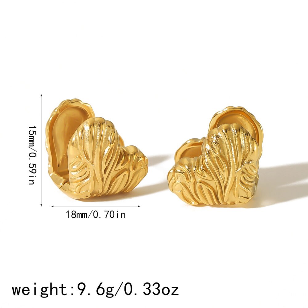 Fine-Grained Love Round Stainless Steel Earrings - Image 3