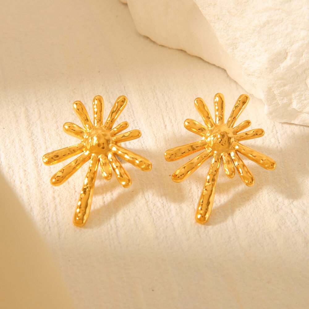 Fireworks Sunflower Stainless Steel Earrings