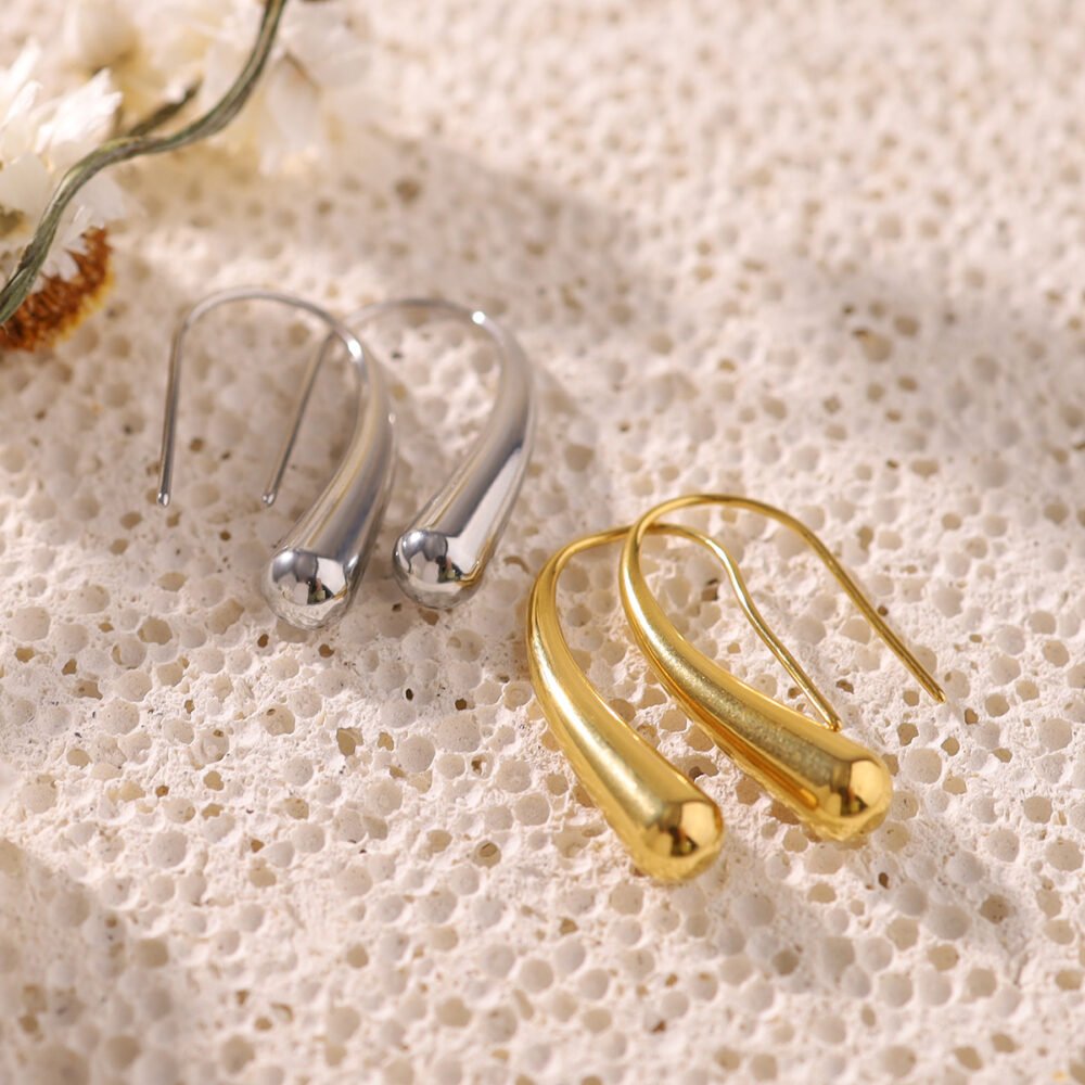 18K Gold Water Drop Earrings - Image 4