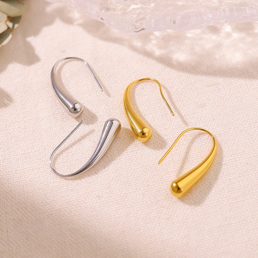 18K Gold Water Drop Earrings - Image 2
