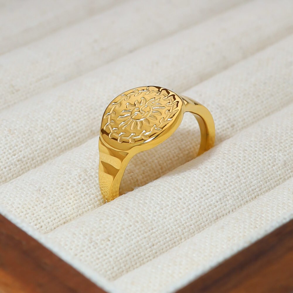 Open Sunflower Pattern Ring - Image 4