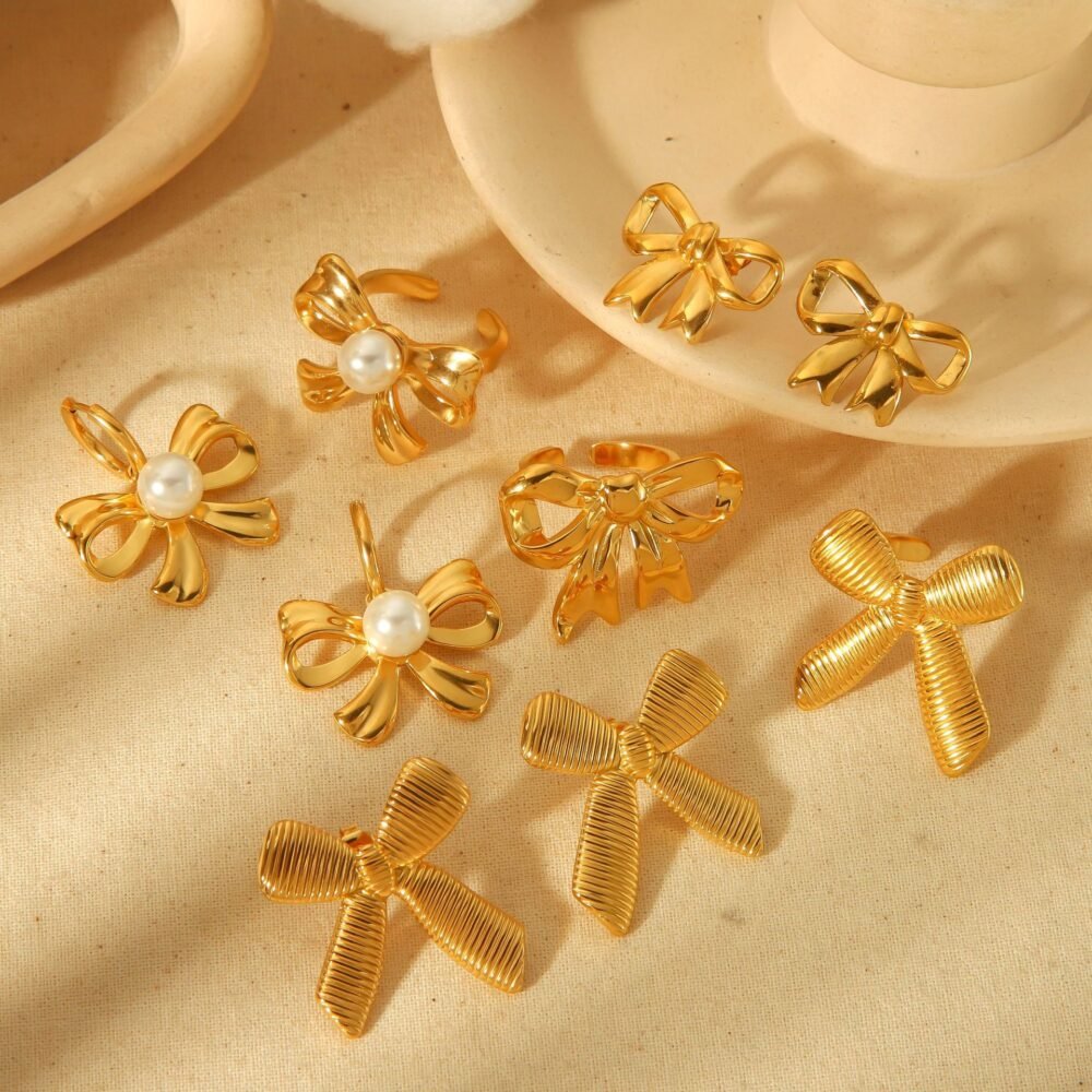 Stainless Steel Bow Jewelry Set - Image 3