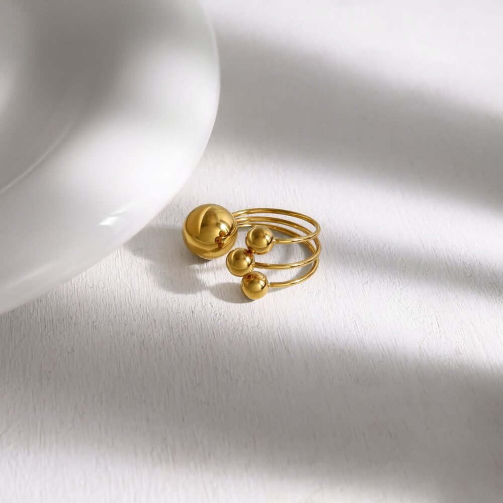 Three Small Gold Ball Rings - Image 3