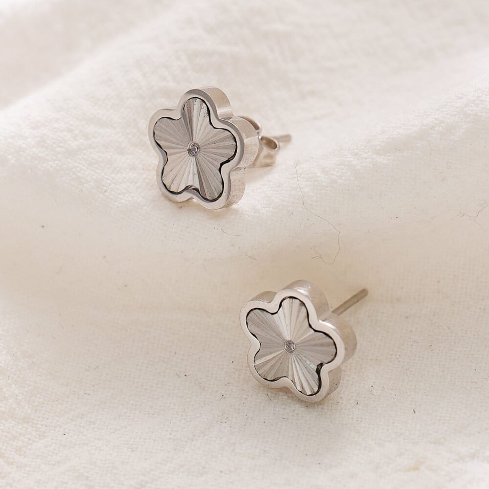 Cute Flower Clover Stainless Steel Earrings - Image 3