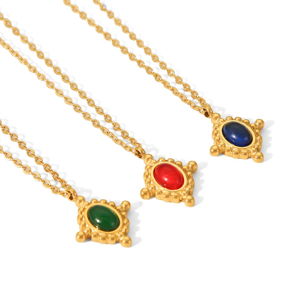 Cross Inlaid With Semi Precious Stones Necklace - Image 5