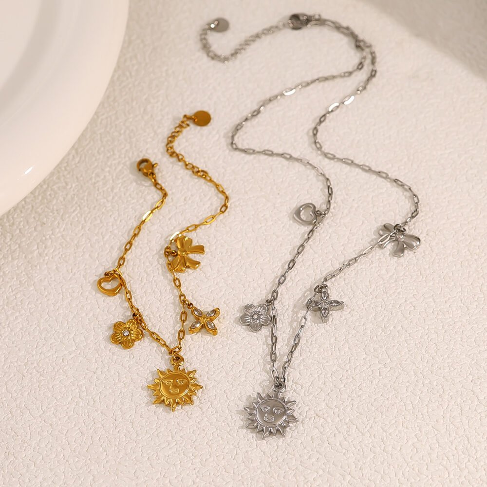 Hollow Pendant Sunflower Necklace Set - Image 3