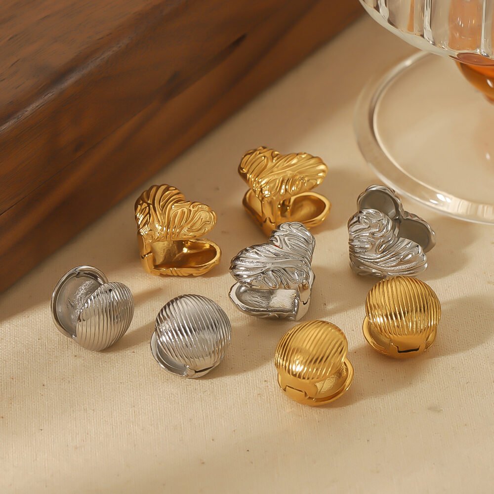 Fine-Grained Love Round Stainless Steel Earrings - Image 2