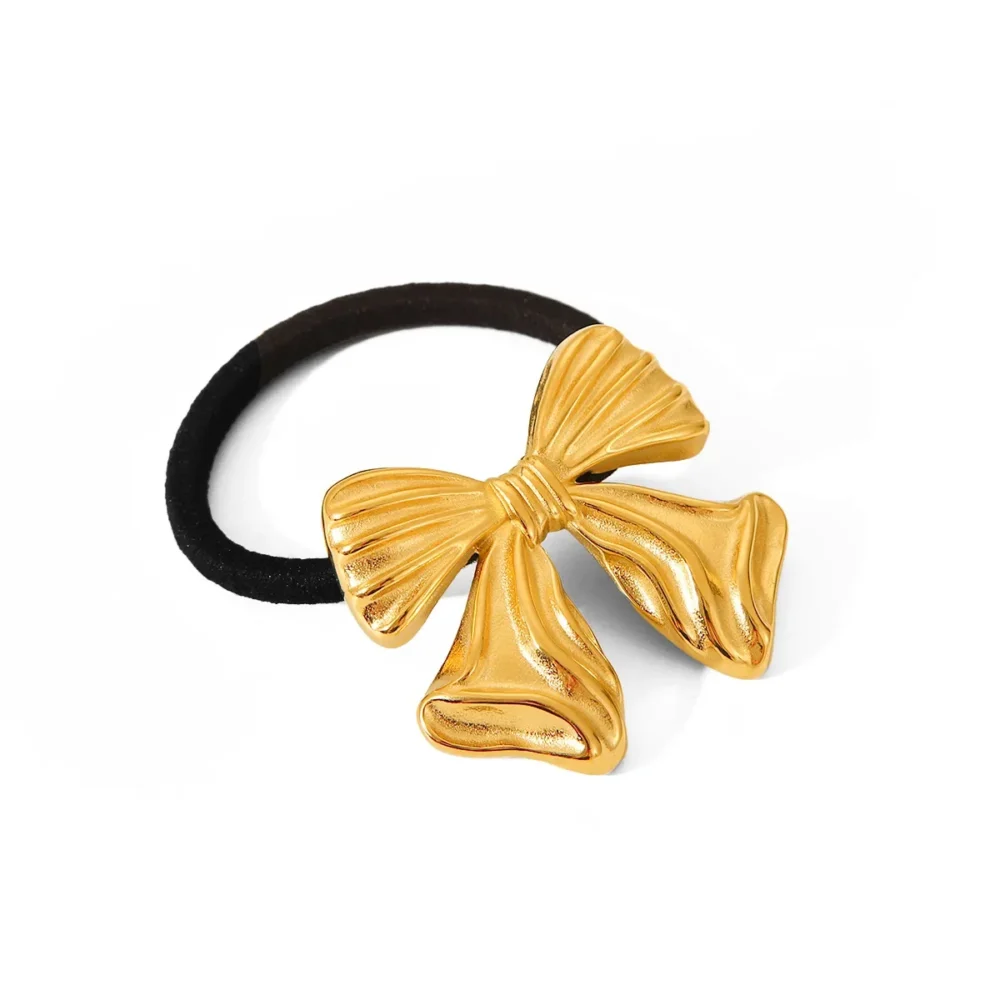 Pleated Stainless Steel Bow Hair Rope - Image 5