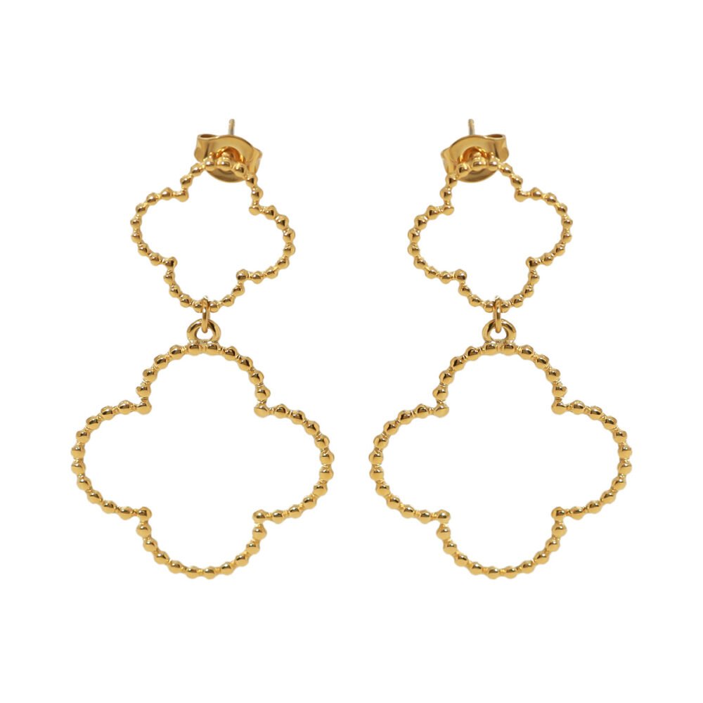 Twisted Texture Earrings Hollow Four Leaf Flower Earrings - Image 5
