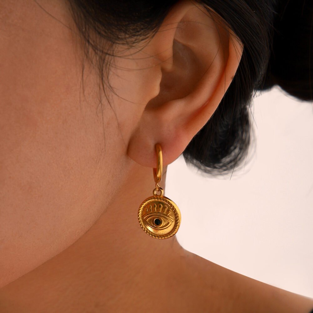 Stainless Steel Love Devil Eye Earrings - Image 2